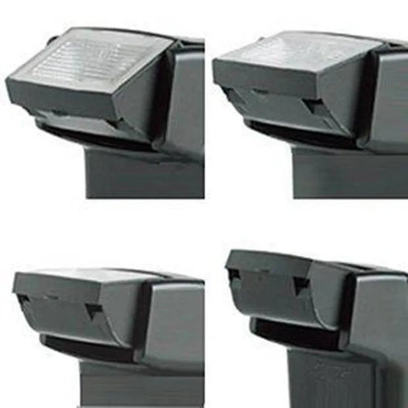 Compact silver hot shoe flash for SLR cameras with tilted head on a white background.