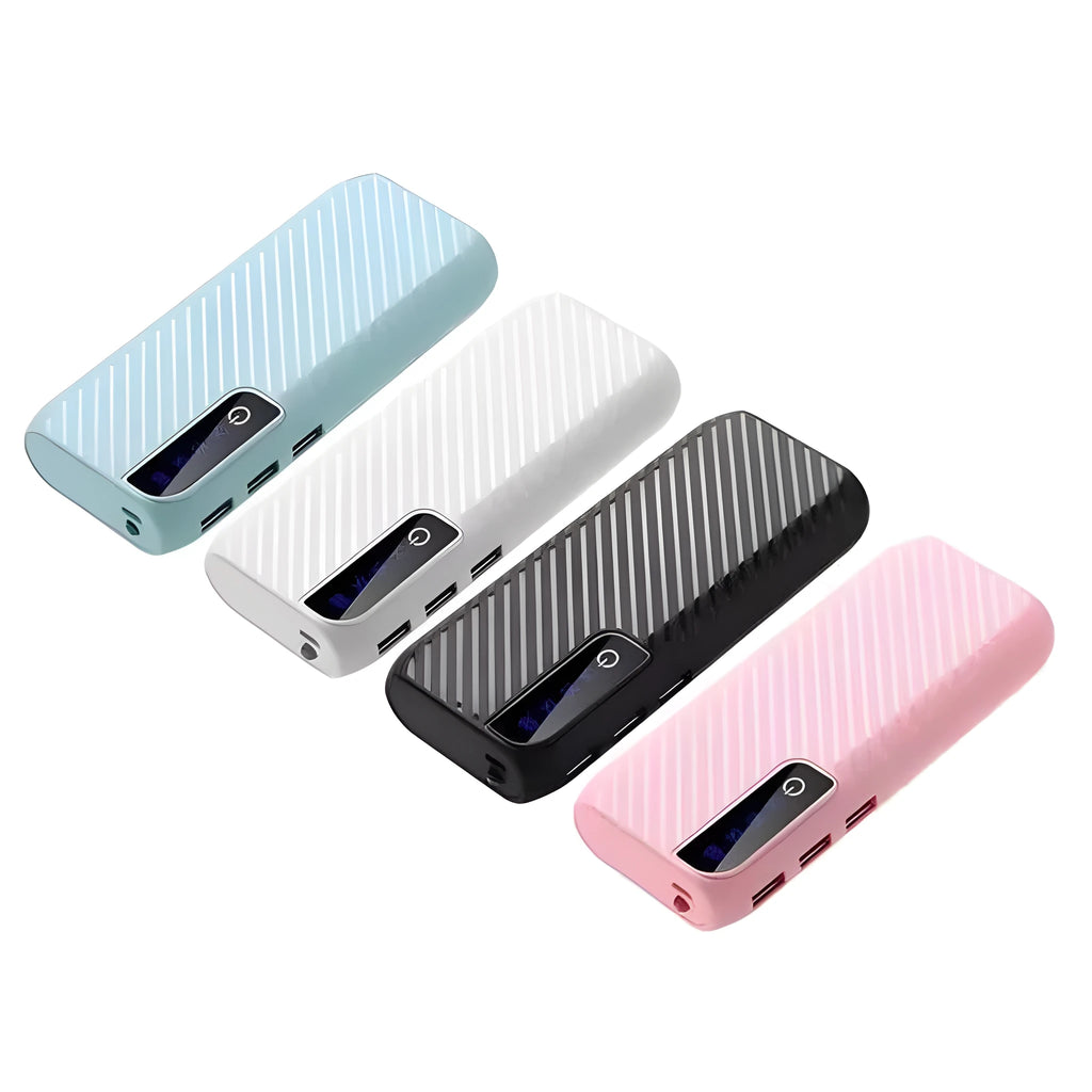 20000mAh portable mini power bank showing compact dimensions and dual USB charging ports
