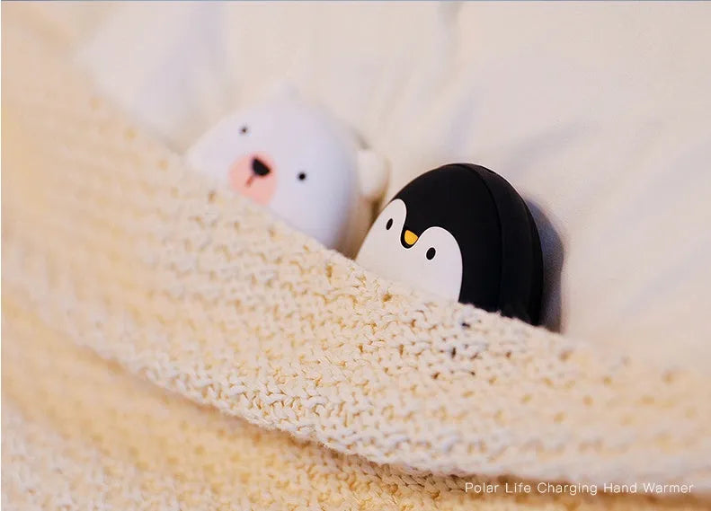 Cartoon penguin and polar bear USB rechargeable hand warmers with power bank function
