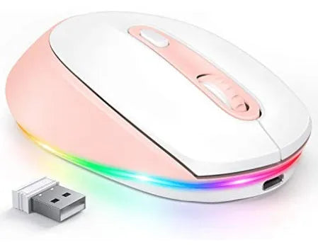 24g rechargeable wireless mouse showing ergonomic design and compact 108x64x32mm dimensions with USB connector