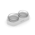 Hexagonal inclined plastic pet bowl in blue, grey or white for cats and small dogs