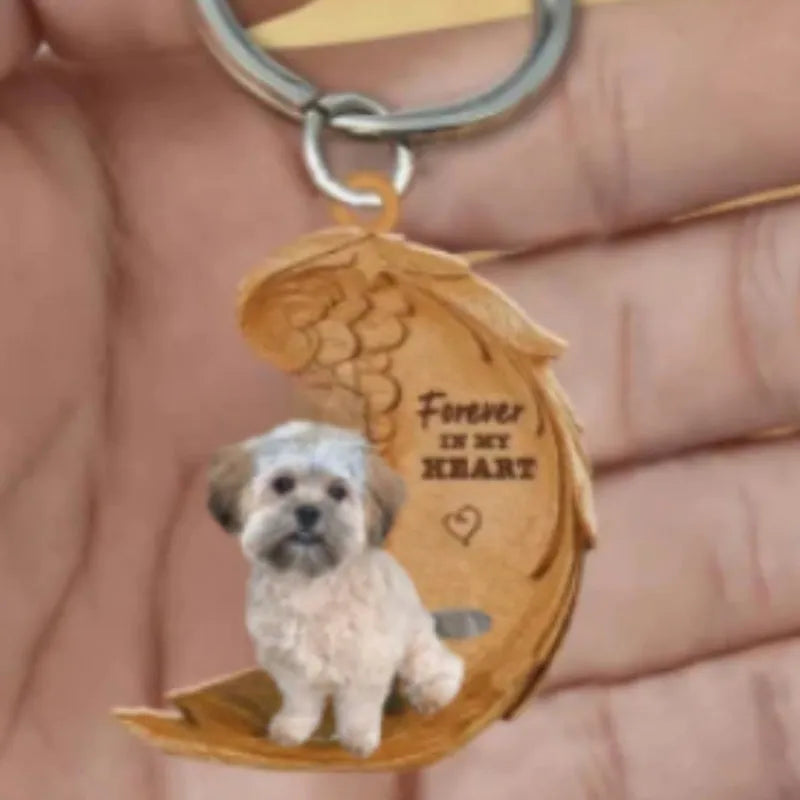 Square 9cm acrylic car hanging ornament with a colourful cute dog picture design.