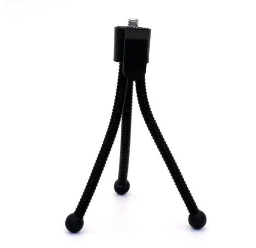 Small iron frame desktop tripod with folded legs and universal ball head for mobile phone cameras