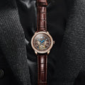 Men's round waterproof mechanical watch with stainless steel case and choice of coloured straps.