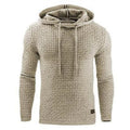 Men's cotton polyester blend hooded sweatshirt shown in one of nine available colours.
