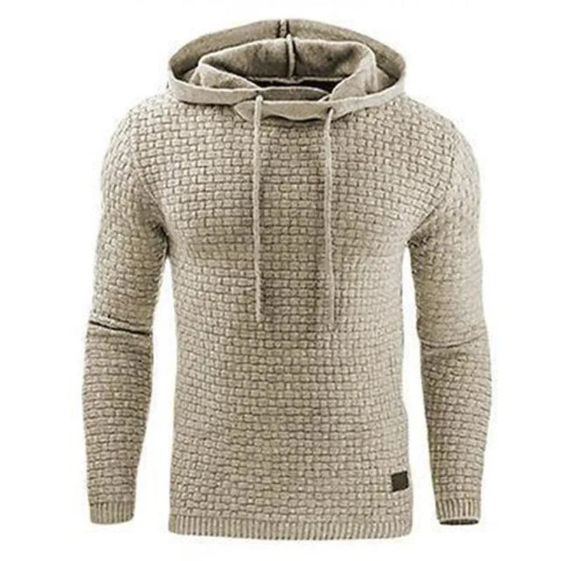 Men's cotton polyester blend hooded sweatshirt shown in one of nine available colours.