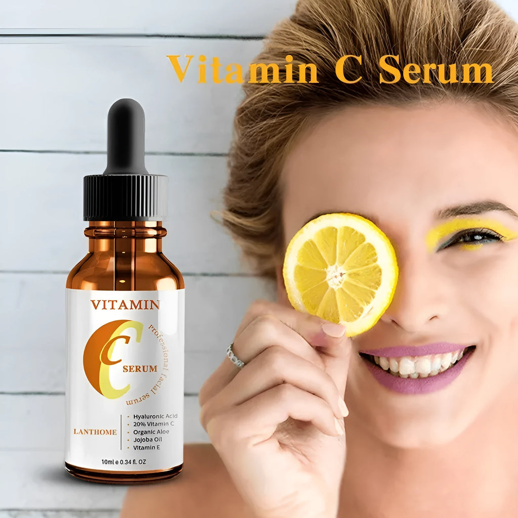 10ml bottle of Vitamin C and Hyaluronic Acid facial serum for brightening and anti-aging