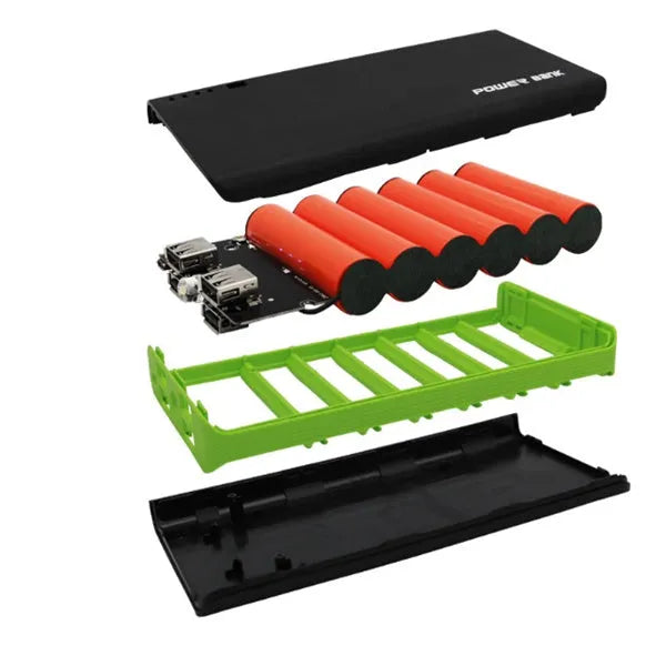 20000mAh power bank portable charger in blue green orange red or black with dual output charging ports