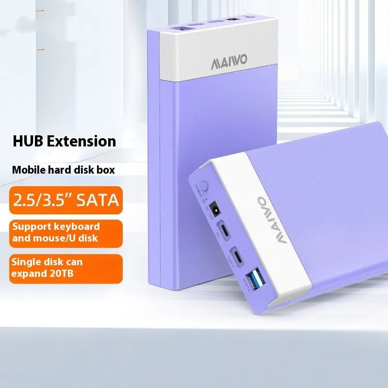 3.5 inch USB 3.0 SATA hard disk box with power supply and cable for 14TB drives in black silver colour