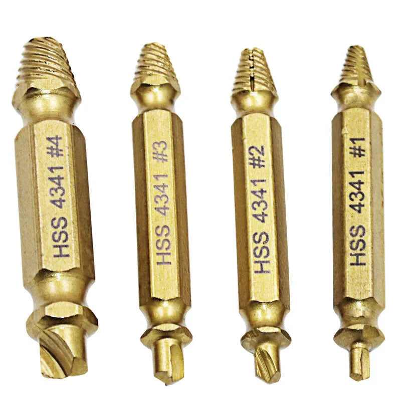 4341 high-speed steel screw extractor set for removing damaged fasteners