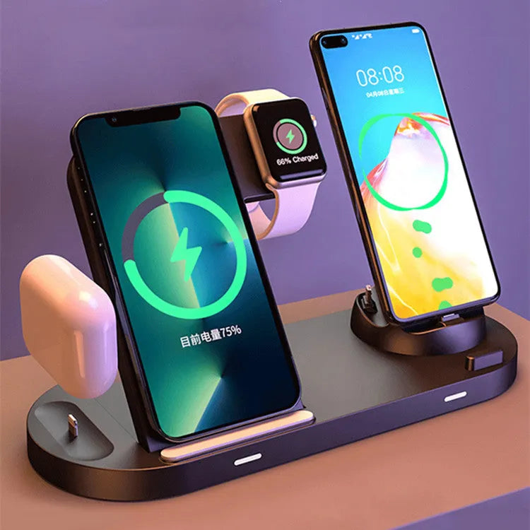 Multifunctional foldable wireless charger base plate in Black or White with 15W single port and 38W total power, QC2.0 QC3.0 support