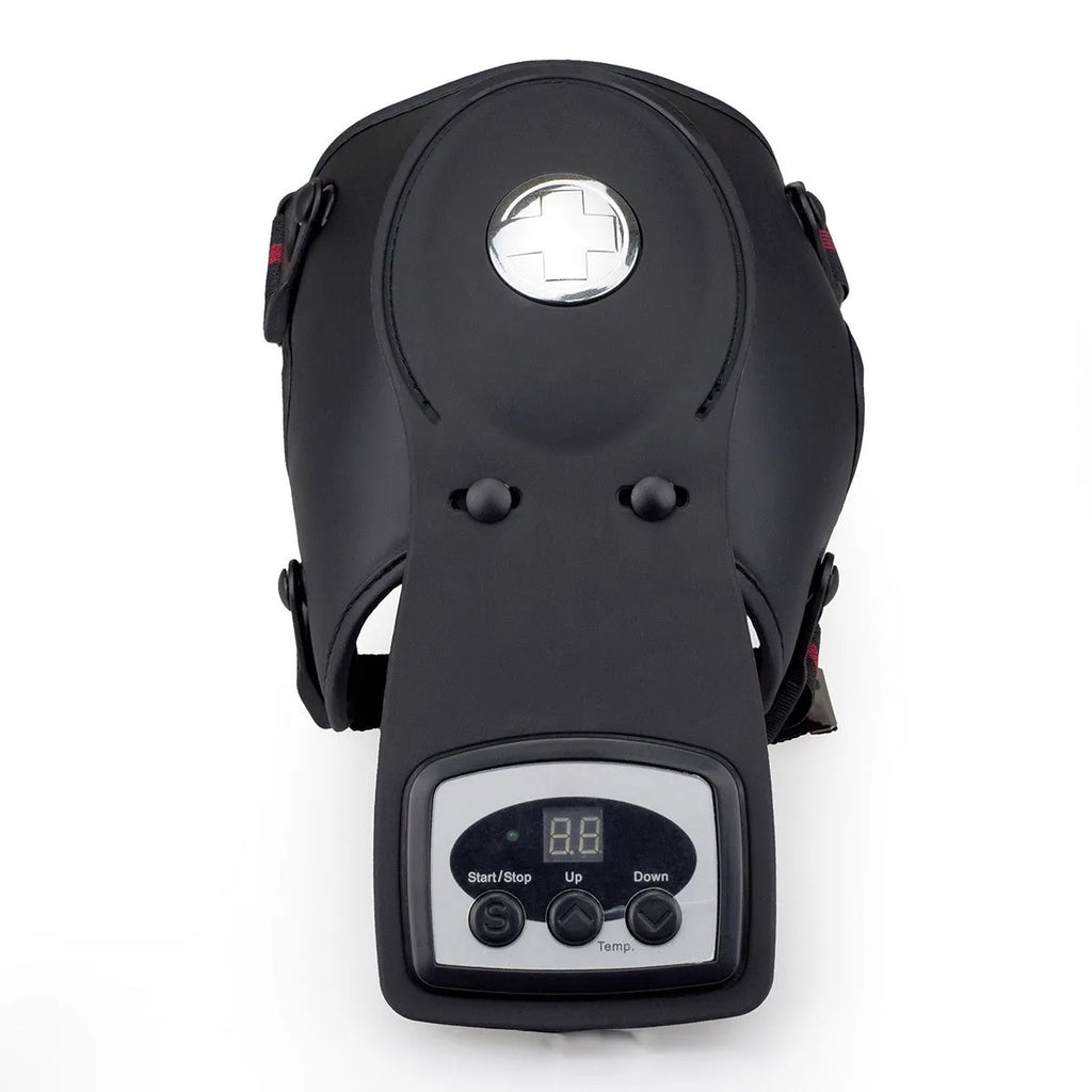 Infrared knee massager with adjustable temperature control and included knee and shoulder pads