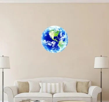 Glow in the dark 3D planet Earth wall sticker in PVC material showing luminous effect
