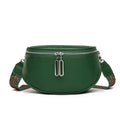 Women's saddle-shaped PU leather messenger bag in black with crossbody strap