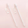 Plastic gel pen with paper crane or rabbit pendant decoration showing 0.38mm tip and 17cm length
