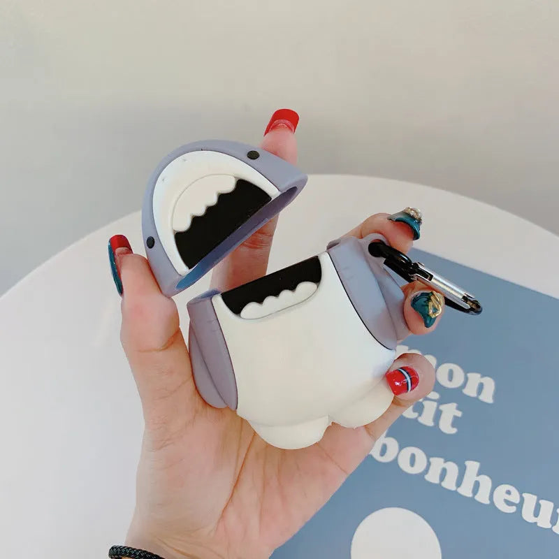 Silicone protective covers for AirPods 1 and 2 wireless earphones with shark fin design