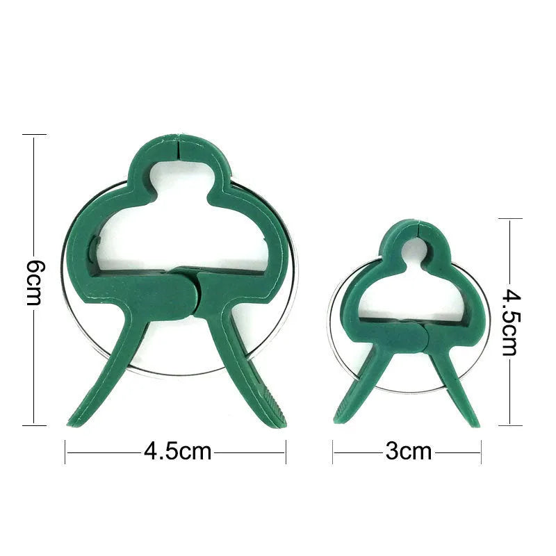 Green plant support clips in large and small sizes for climbing garden plants