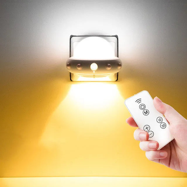 Remote control UFO bedside night light in blue, pink, or white with LED illumination