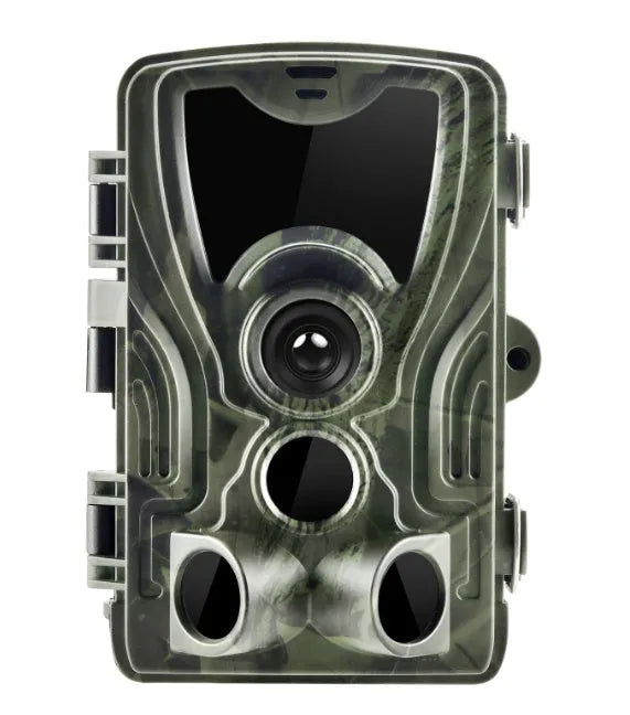 Green cellular trail camera with 16MP sensor and infrared LEDs for night vision wildlife monitoring