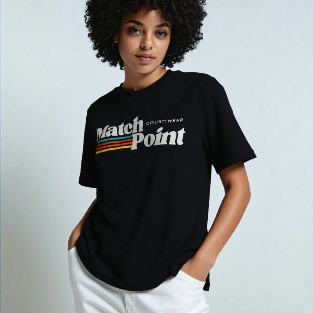 Men's black casual t-shirt with 3D digital print pattern, short sleeves and round neckline