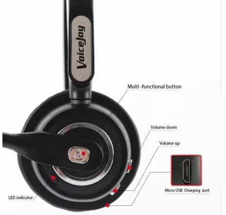 Over-ear Bluetooth headset with microphone for truck drivers and office use