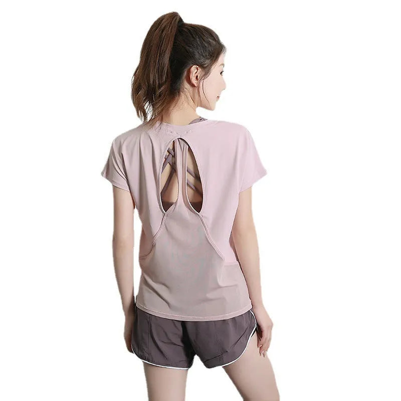 Women's short sleeve sports t-shirt in polyester fabric available in four colours