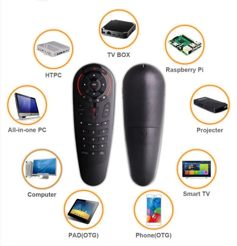 G30 AIR wireless keyboard remote control with black finish and nano receiver for 2.4GHz connection