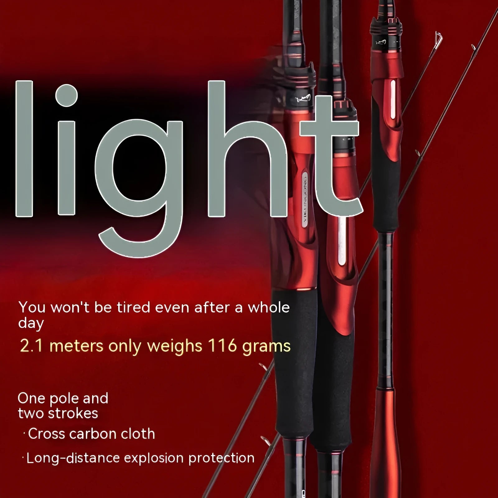Carbon ultralight fishing rod with straight handle and pikestaff style options in 2.1m and 2.4m lengths