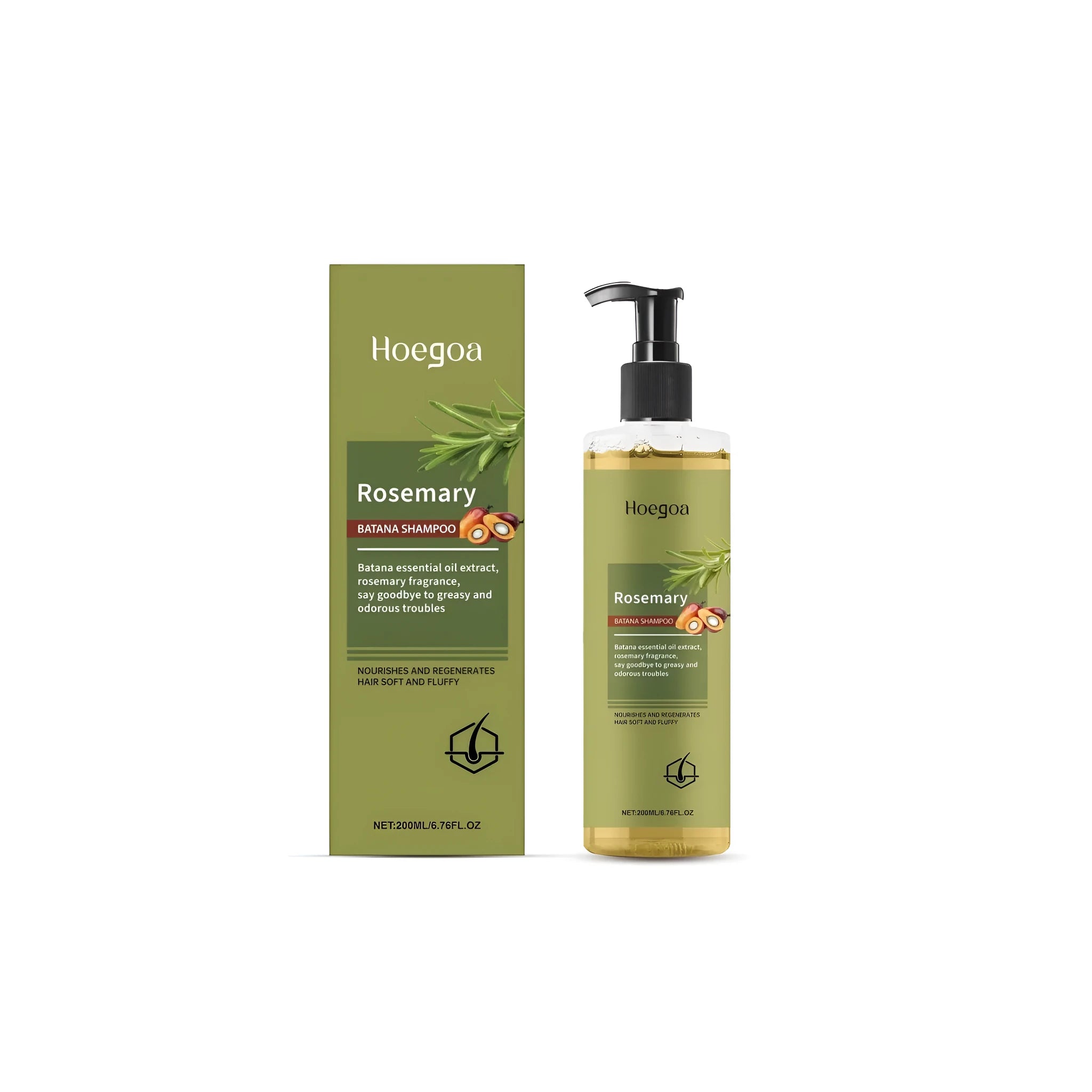 200 ml bottle of Rosemary Hair Growth Shampoo with botanical extract ingredients.