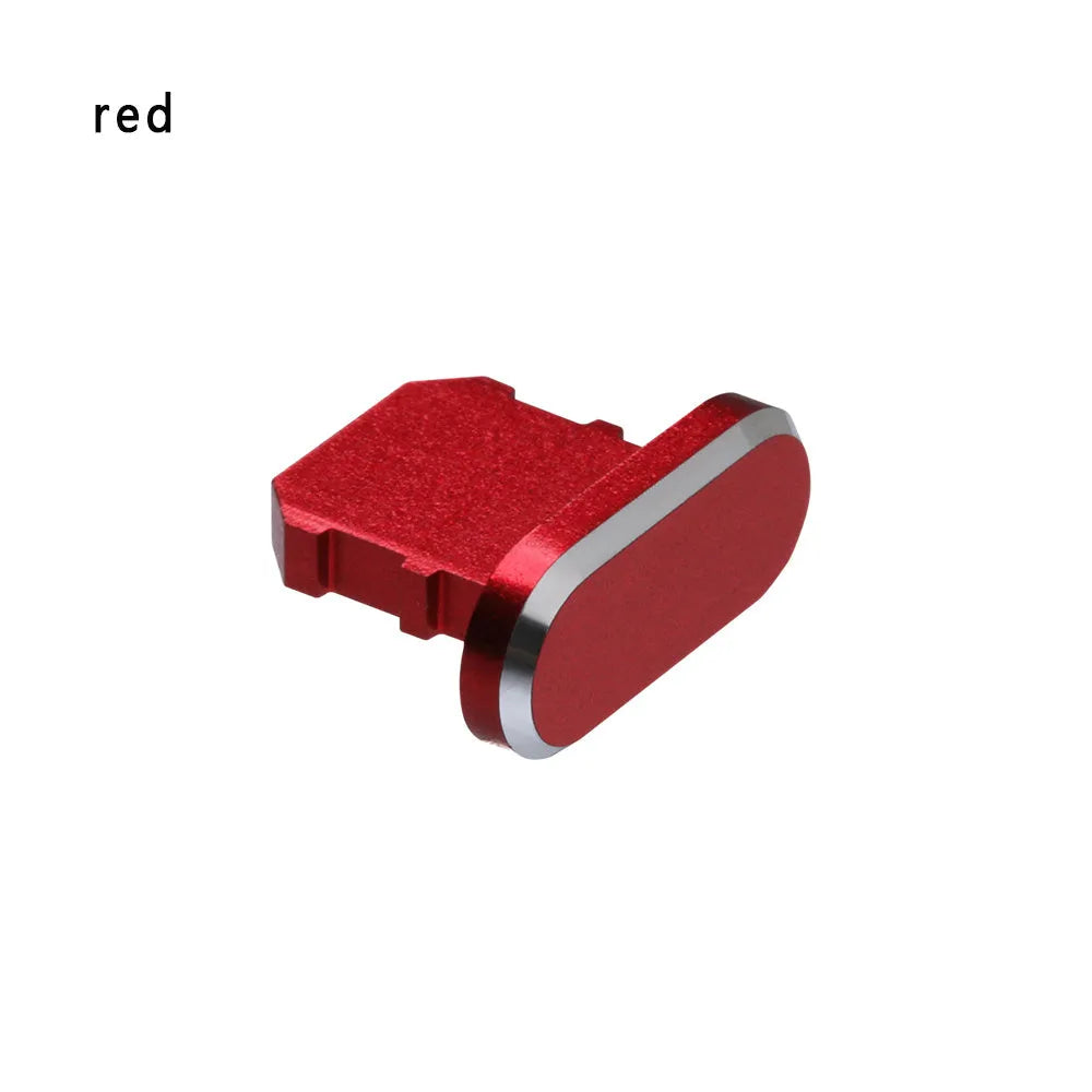 Aluminium alloy dust plug for iPhone charging port in multiple colour options.