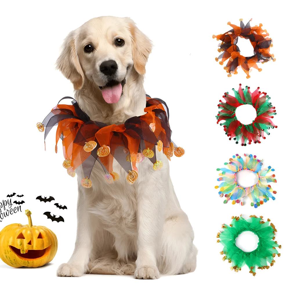 Tie-dyed pet colour collar in free size with Christmas and Halloween theme options