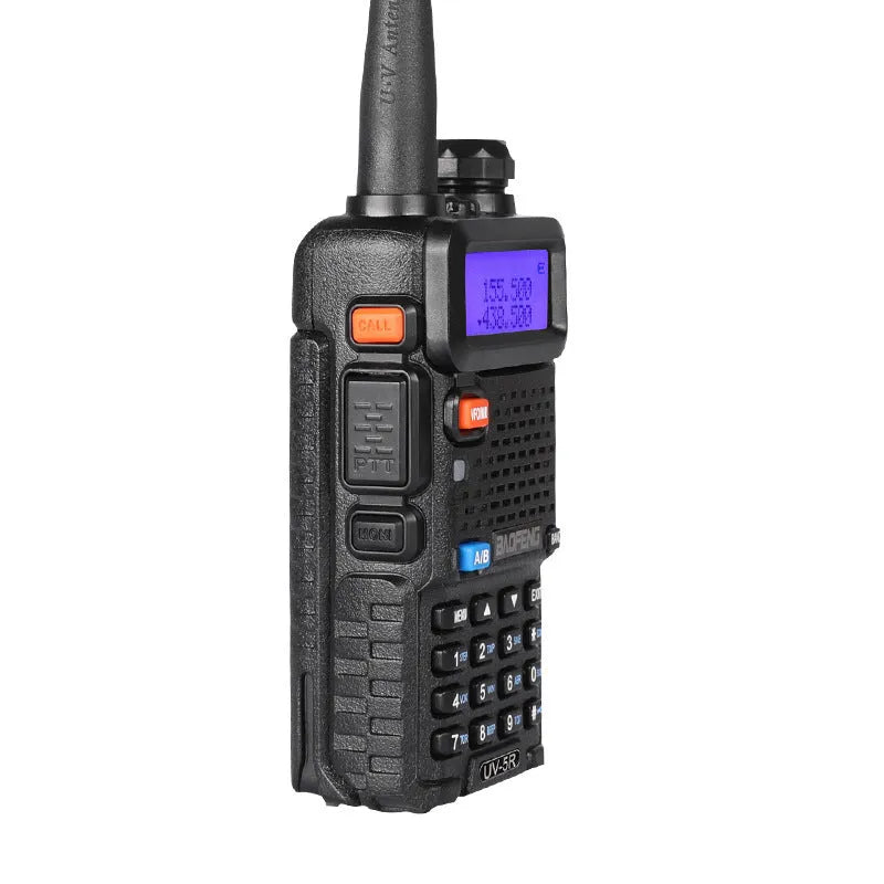 VHF UHF two-way radio walkie talkie with LCD display and compact handheld design