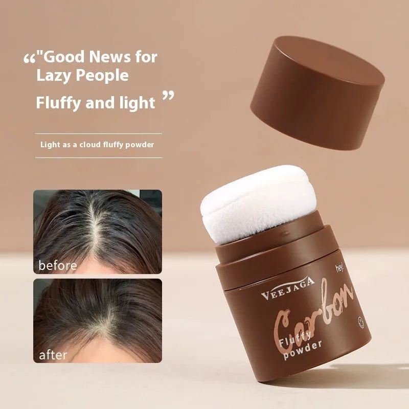 Compact of mattifying face powder for oil control on hairline and skin, shown in transparent, brown, and dark brown shades.