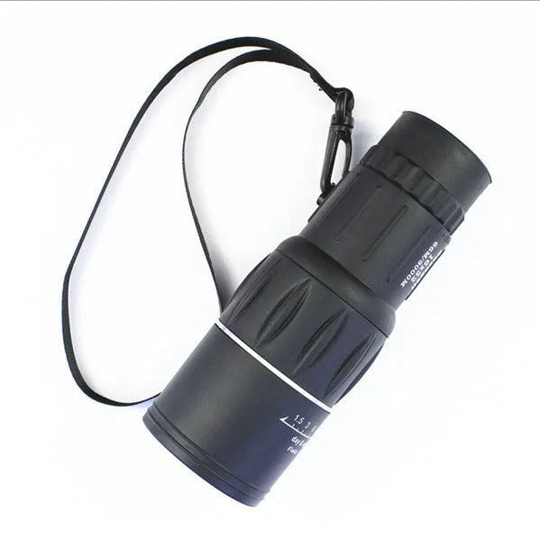 Black 16x52 monocular telescope with 52mm objective lens and waterproof body