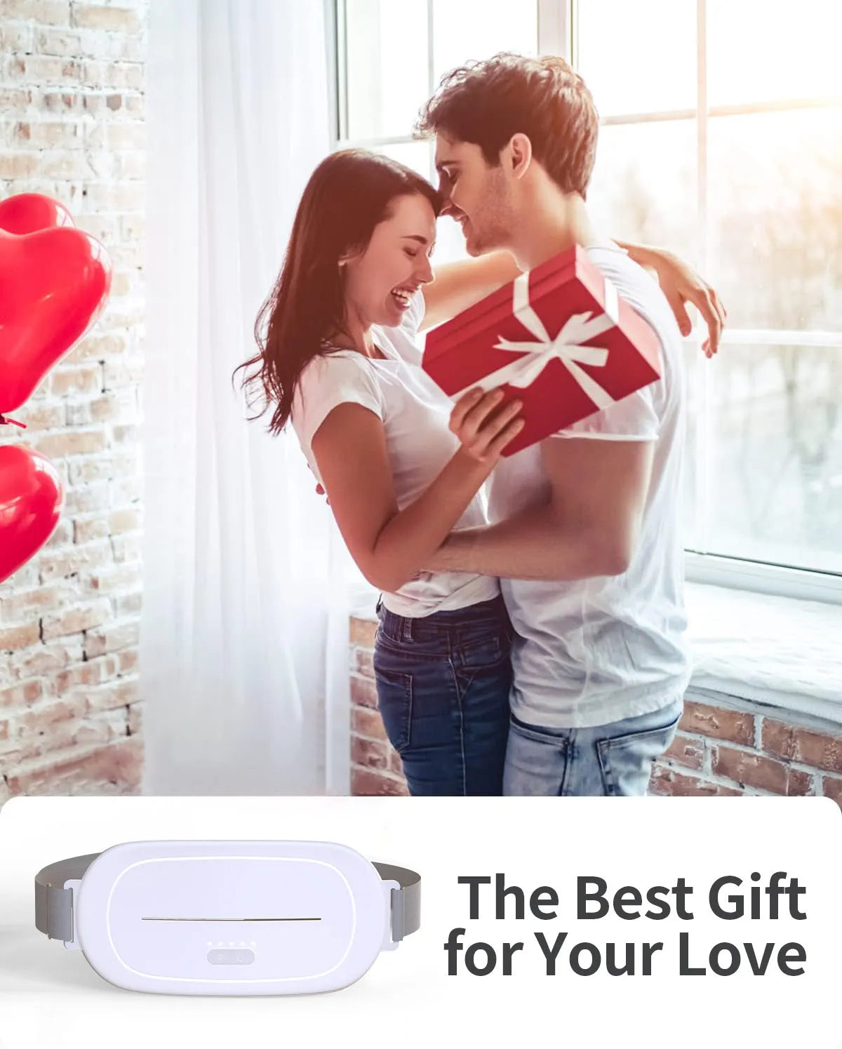 White uterine warming device with curved ergonomic shape and soft silicone cover on a grey background.