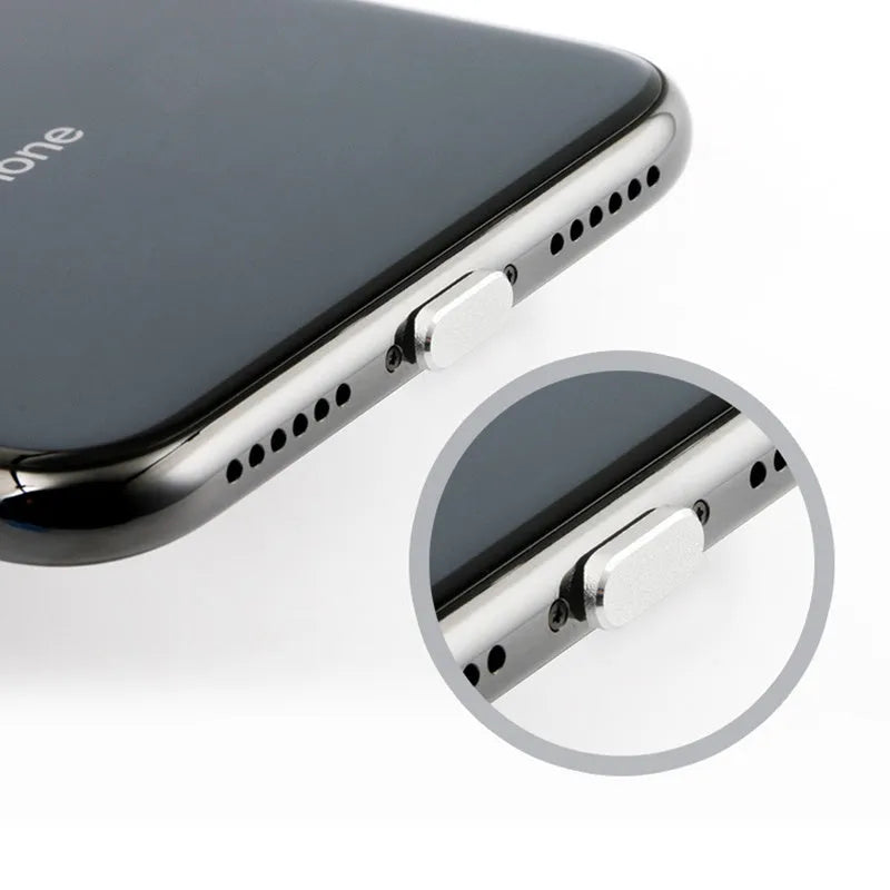Aluminium alloy dust plug for iPhone charging port in multiple colour options.