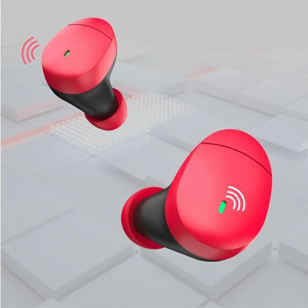 Flame red Qualcomm Bluetooth 5.2 wireless earbuds with charging cable