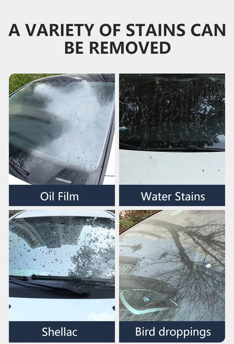 Tube of glass oil film remover cleaning paste for car windscreens, available in 50ml, 100ml, and 200ml sizes.