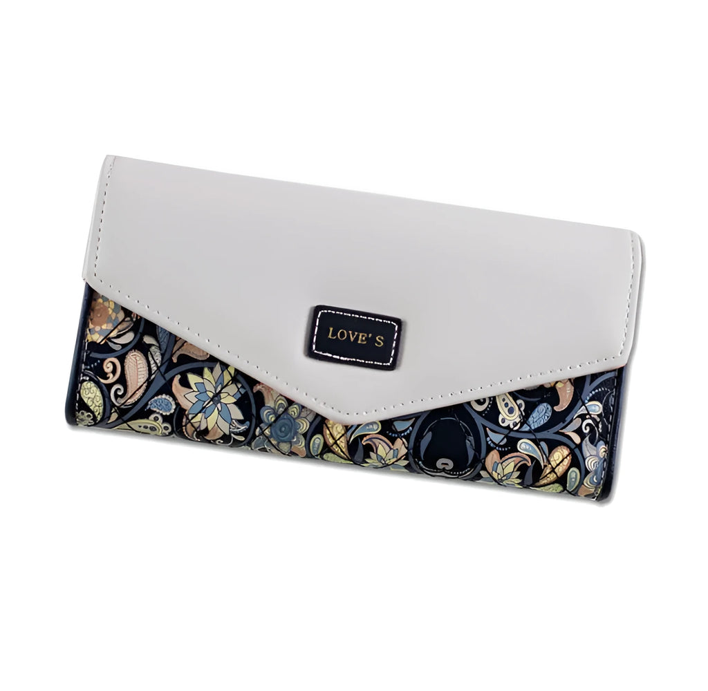 Large capacity leather student wallet with buckle three-fold closure in multiple colours