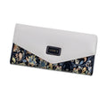 Large capacity leather student wallet with buckle three-fold closure in multiple colours