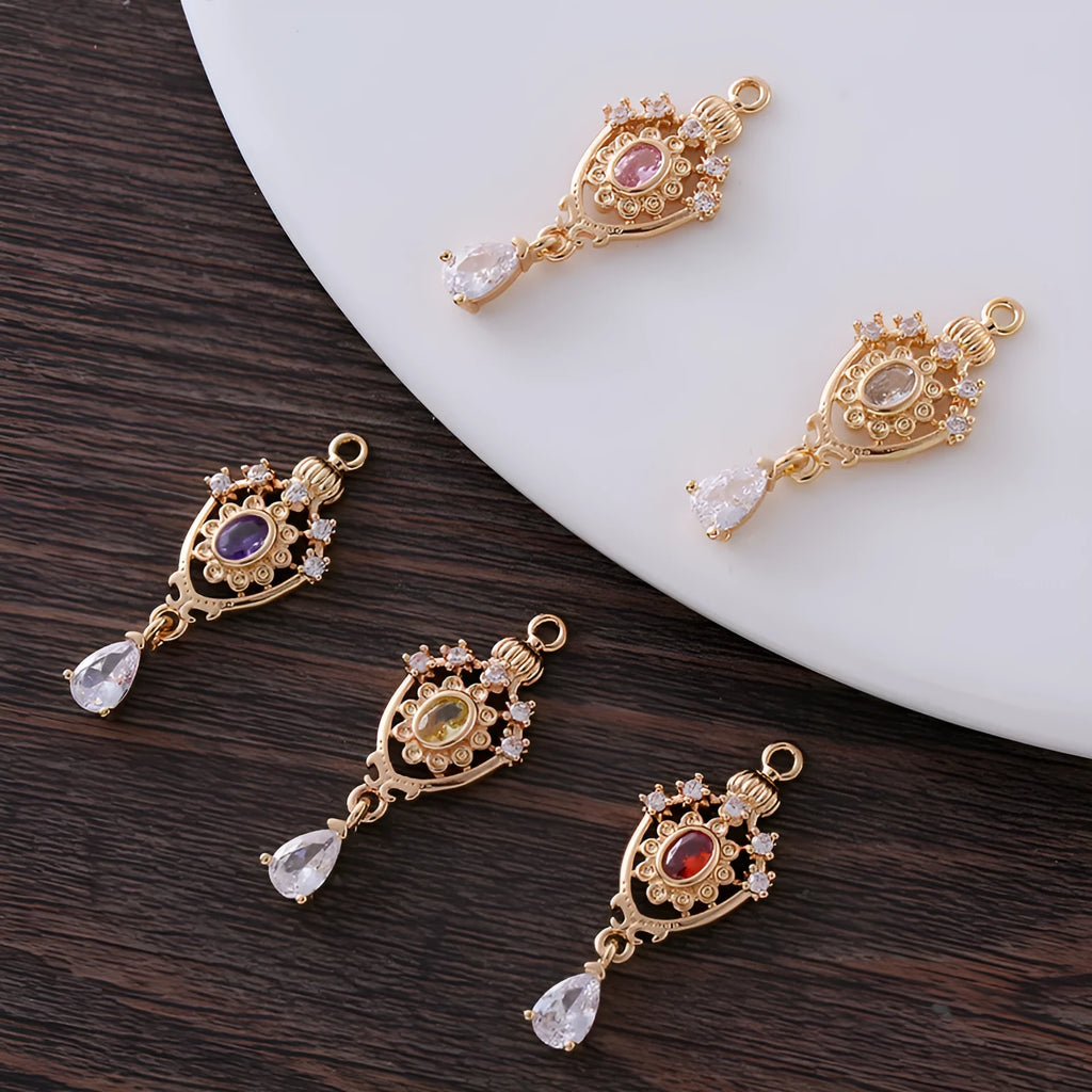 Small water drop pendant with zircon detailing in five colour options