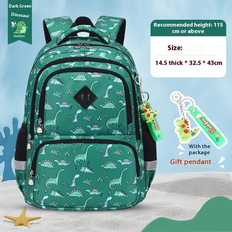 Children's waterproof Oxford cloth school backpack with curved straps and animal pattern in sapphire blue or pink