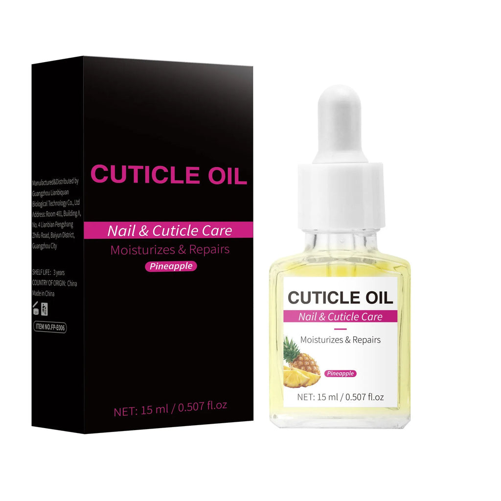 15ml bottle of cuticle oil with a built-in applicator brush for nail care.