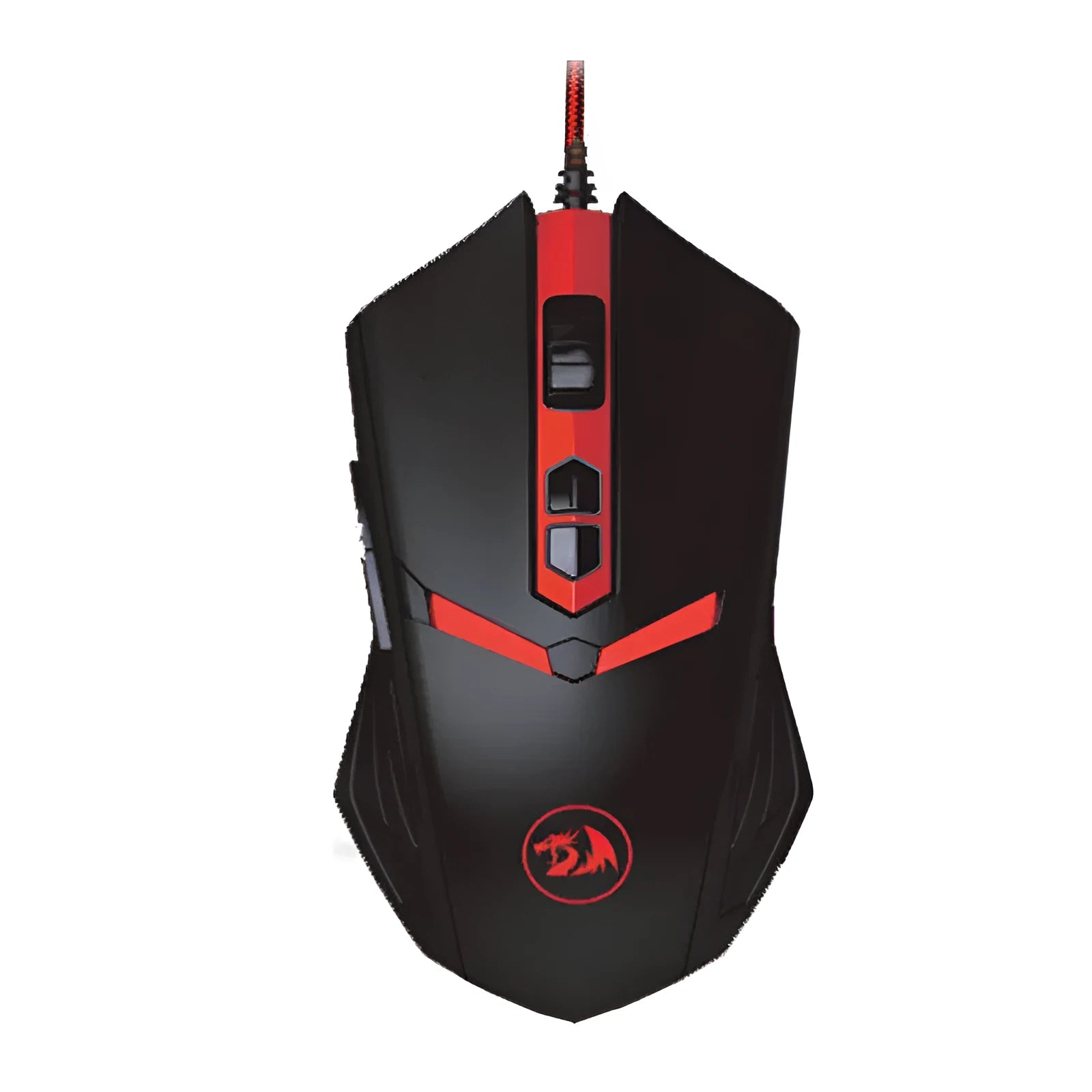Black and red ergonomic USB wired gaming mouse with six buttons on a 1.8m cable.