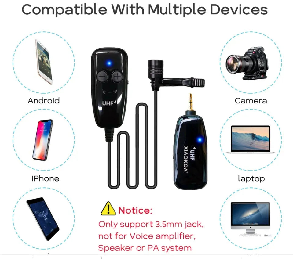Black lavalier microphone with 3.5mm jack for mobile phones