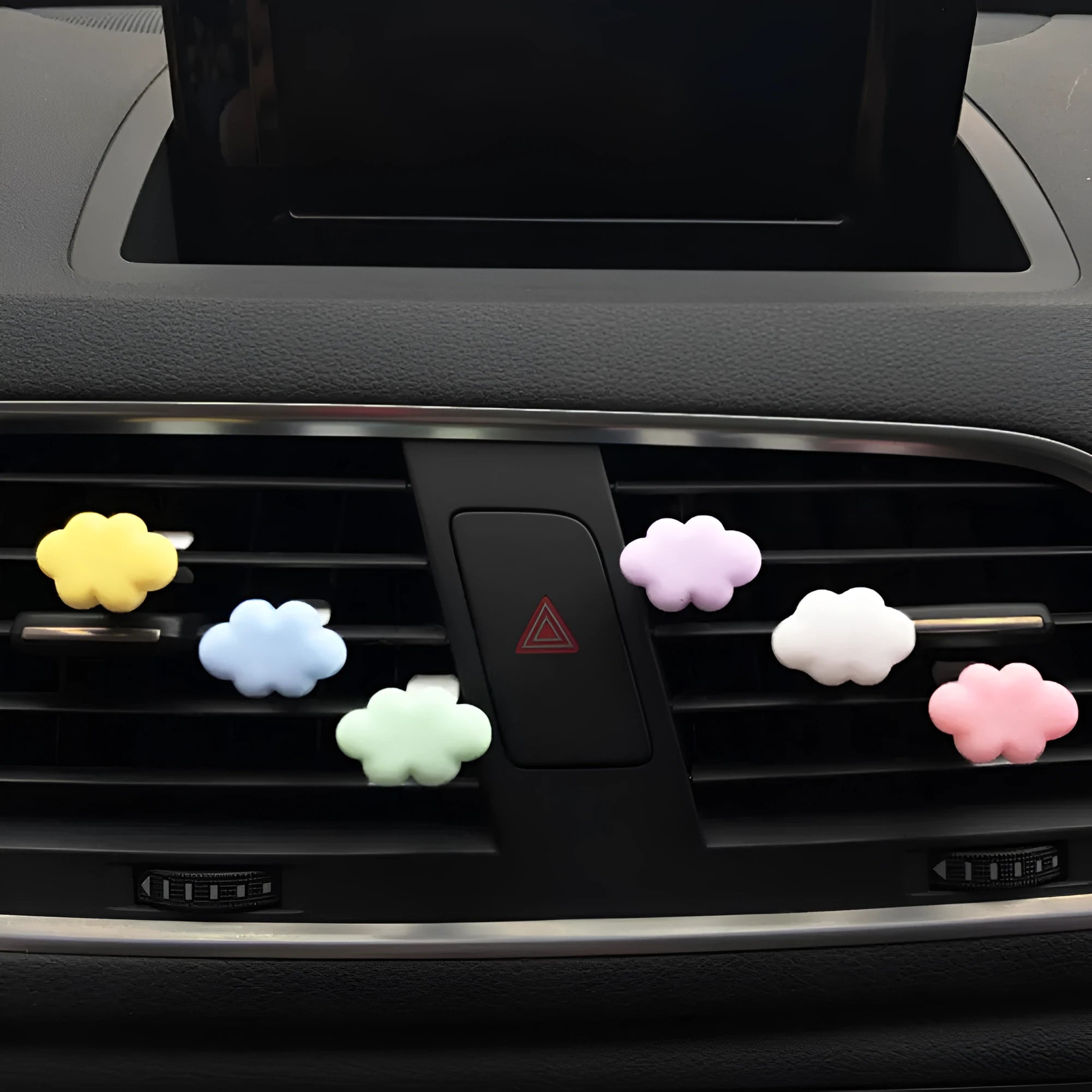 Resin cartoon Baiyun design car air vent fragrance clip in light green colour.