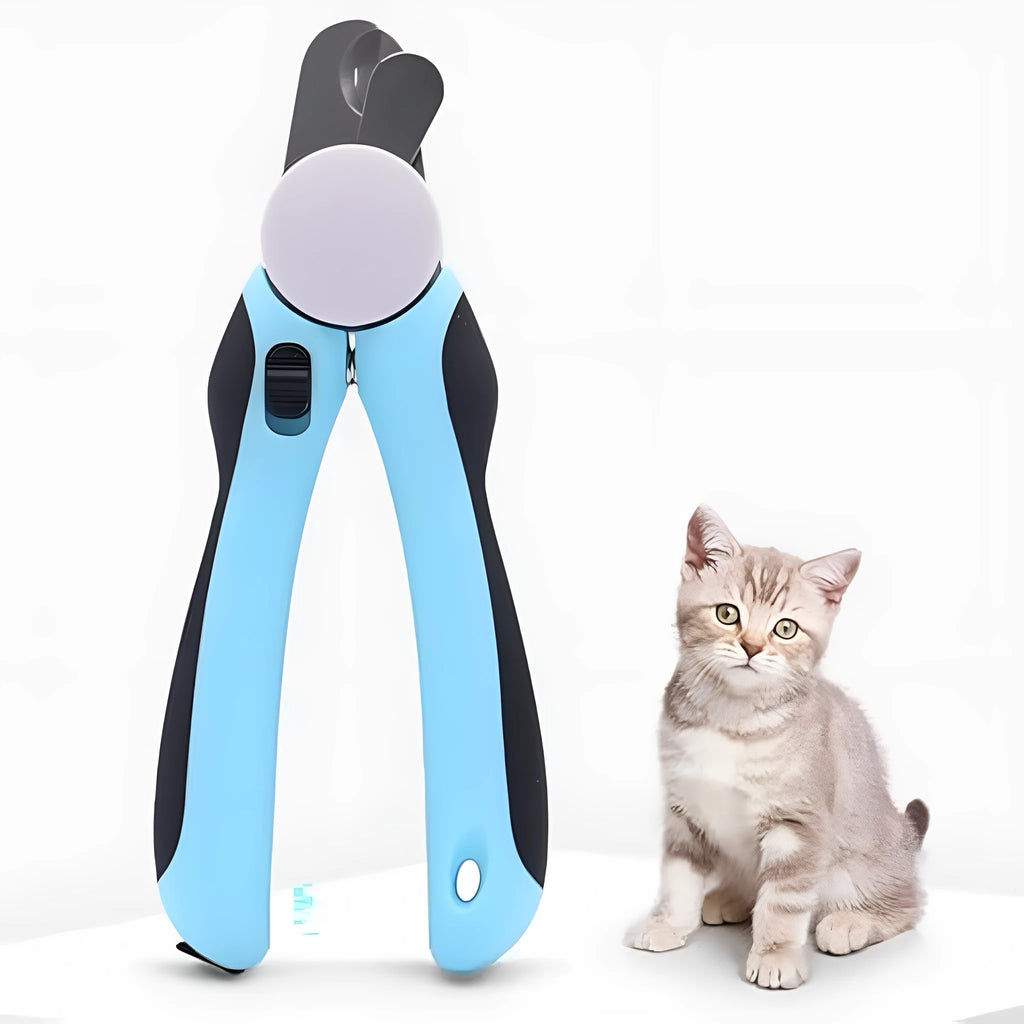 Blue heavy-duty stainless steel dog nail clippers with safety guard for large breeds