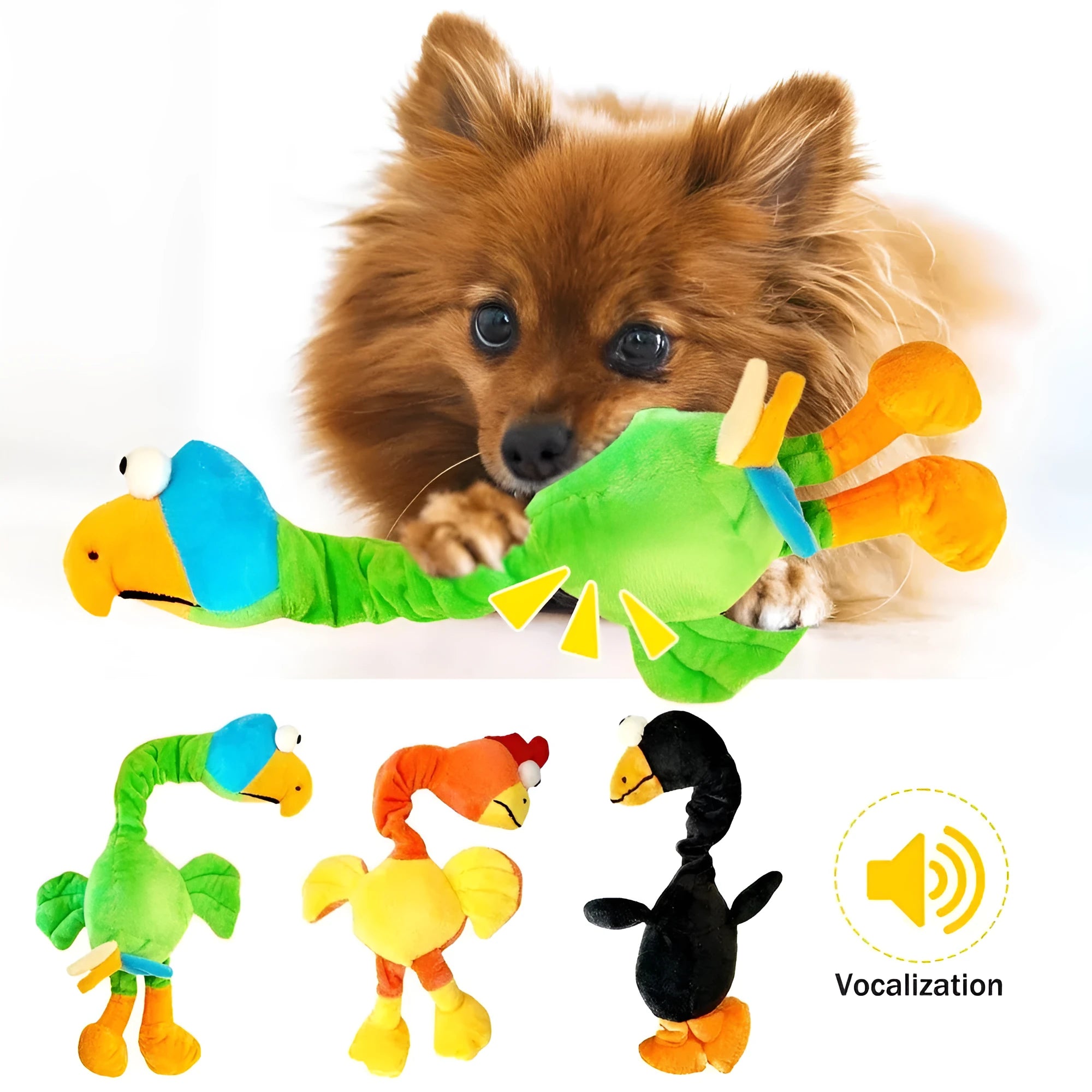 Black, green, and orange TPR dog chew toy shaped with a screaming chicken sound feature.
