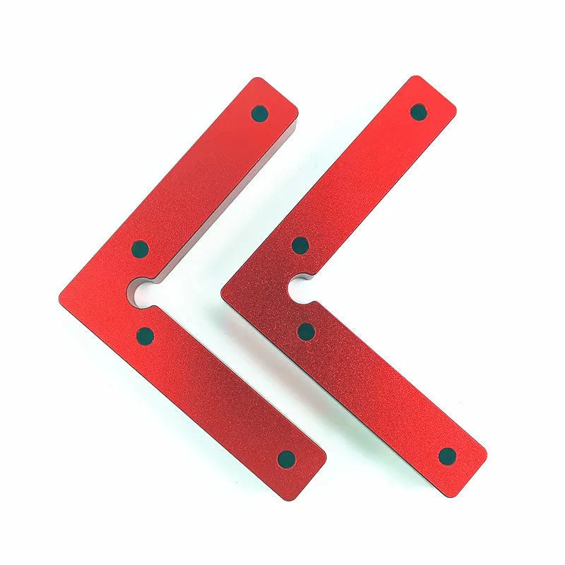 Aluminium right angle positioning block for woodworking with measurement scales