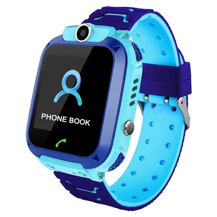 Children's phone watch with 1.44 inch touch screen, silicone strap, call and photo features, Blue or Pink